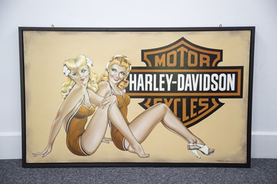 Lot 65 - Large One-Off Commission Harley Davidson Girls