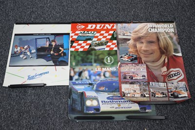 Lot 56 - Three Posters Advertising The Rothmans Le Mans 1987, James Hunt World Champion 1976 and Transport 1987