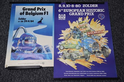 Lot 58 - Two Posters Advertising The 1984 Belgian Grand Prix and The 1980 European Historic Grand Prix