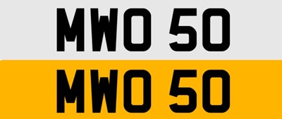 Lot MWO 50 Cherished Number Plate
