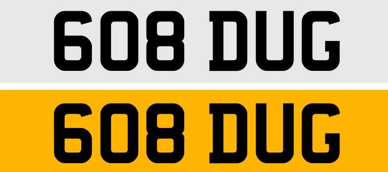 Lot 608 DUG Cherished Number Plate