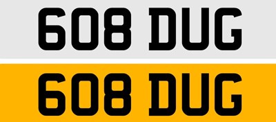 Lot 608 DUG Cherished Number Plate
