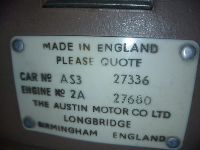 Lot 103 - 1953 Austin A30 Seven