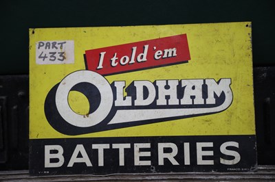 Lot 9 - Single sided Oldham batteries enamel sign