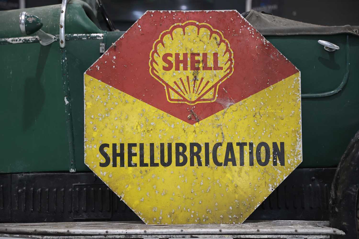Lot 13 - Large single sided Aluminum Shellubrication hexagonal sign